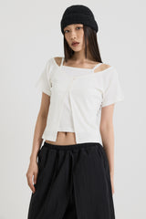 ノースリーブ レイヤードトップス, White