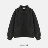 Remind knit zip up