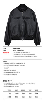 High Neck Leather Crop Jacket - Black