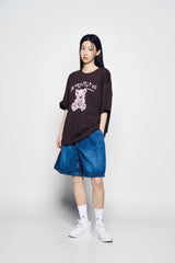 25SS ワイドベーシックデニムショートパンツ ブルー