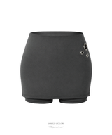 メタルアイレットミニスカートパンツ (2color)