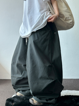 STAR RIVET⭐️🌌✨ STUD POINT BALLOON PARACHUTE OVER LONG LOOSE PANTS 🩵🩶 - 2 COLORS
