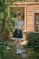 LAYERED RUSTLE HALF PANTS (3 COLORS)