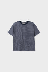 ストライプカラーウェイクロップド半袖Tシャツ