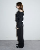 Studded One-shoulder Sweatshirt Black