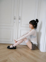 eyelet square flats
