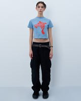 TWISTED LOGO CROP TSHIRT-BLUE