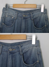 Summer Pintuck Washed Wide Denim Pants