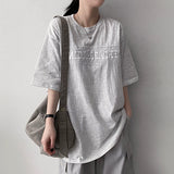 Porch Embroidered Slit Boxy Fit Short Sleeve T-shirt