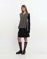 V neck knit Vest _ BROWN