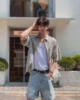 デリアン リネン ショートスリーブシャツ