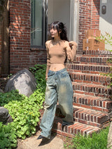 バックポケットワイドジーンズ
