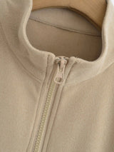Velvet Collar Slim Round Zip-Up