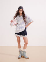Lace Stripe Mix Slim Fit T-Shirt