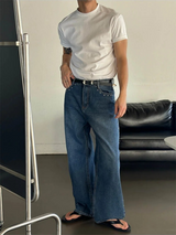 [Unisex] Stud wide denim pants