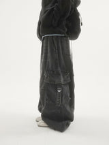 Drop buckle cargo denim pants -2C