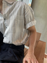 [S/S] マルチストライプハーフシャツ(2color)