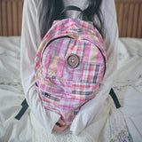 vintage patchwork backpack pink