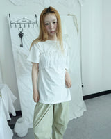 スローボタン オフショルダーTシャツ