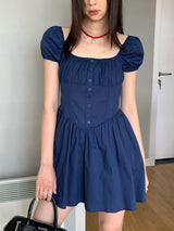 Palace Square Neck Puff Flared Dress