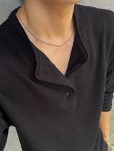 ワッフル ヘンリーネック ロングスリーブ Tシャツ