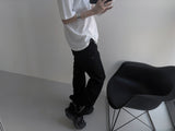 [unisex]バックジッパーカッティングバギーパンツ