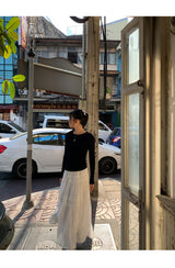 バックホワイトボウロングスリーブニットTシャツ