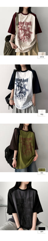 O-ring Color Raglan Short Sleeve T-shirt