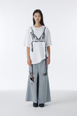 DAMAGED LONG DENIM SKIRT (GRAY)