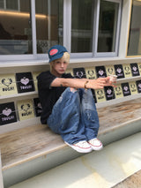 ウェービー キャット ウォッシュド ダメージ デニム パンツ