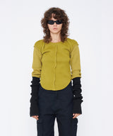BICOLOR EXTRA LONG SLEEVE RIB TOP