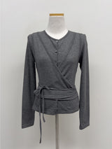 [Brushed Lining] Poe Wrap Bustier T-Shirt