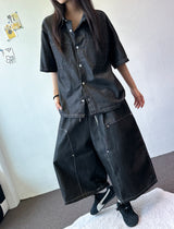 Coin Denim Stitch Detail Shirt 2color
