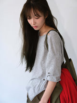 ボヘミアンデストロイドTシャツ (メランジグレー)