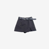 Leani Side Slit Wool Skirt (Belt Set)