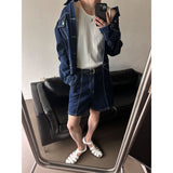 [SET UP가능] Stitch half denim pants(2color)