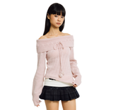 COTTON CANDY OFF-SHOULDER KNIT [PINK]