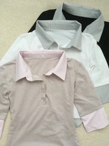 Pintuck Collar 3/4 Tee