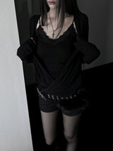 loose V-wrap shirring T (2color)