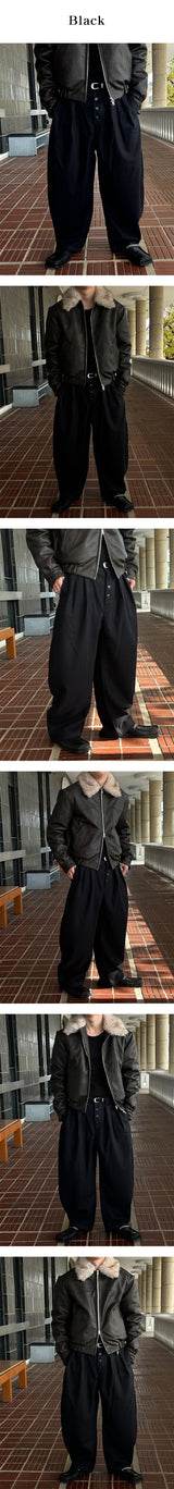 [F/W]ウールカーブボタンパンツ(2色)