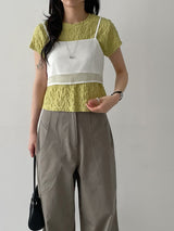 エンボスド リンクル ショート スリーブ Tシャツ