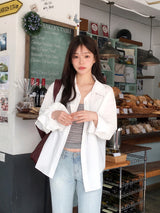 #Basic Over Cotton100 Shirt + Scrunchie Set (3color)