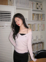 Pendant Deep V-neck One Shoulder Knit (5color)