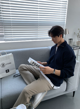 ヘンデスデイリーリブセミジップアップニット