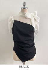 Nilo Tie Color Matching Drape Blouse