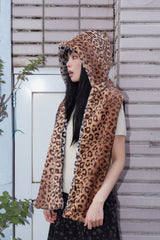 Leopard reversible hood muffler (brown)