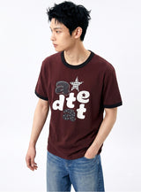 エッセンシャルスタンダード半袖リンガーTシャツ アルファアップリケ バーガンディ