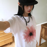 Somi Flower Printed Oversized Fit Short Sleeve T-shirt