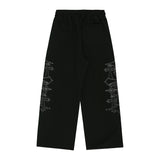 Stud Needle Work Sweat Pants - Black