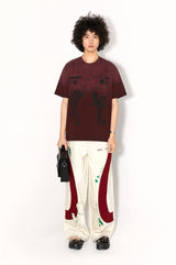 Water-washed pure cotton rust red retro casual loose short-sleeved T-shirt for summer